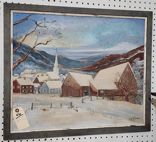 Framed O/B Winter Landscape Sgnd D. C. Eissen "Home For Christmas" 20" X 24"