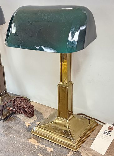 Vintage Farberware Brooklyn, Ny Brass Desk Lamp W/ Case Glass Shade 16"H X 9"W