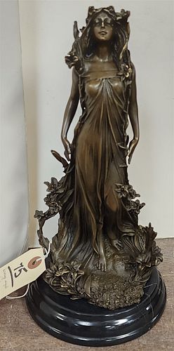 Art Nouveau Bronze Of A Woman Sgnd Nick 12"
