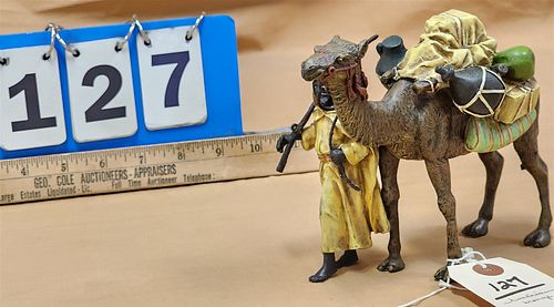 Austrian Bronze- Camel And Arab 5 1/4"H X 6 3/4"L