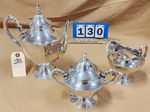 3 Pc Real Silver Factory Sterl Tea Set 59.35 Ozt