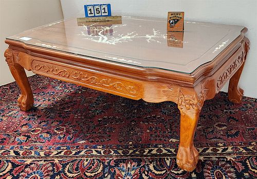 Asian Mop Inlaid Coffee Table 19 1/2"H X 49 1/2"W X 32"D