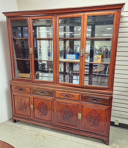 Asian 8 Door/5 Drawer China Cabinet 79 1/2"H X 6'W X 19"D