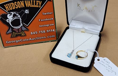 14K And Topaz Necklace And Ring Size 5