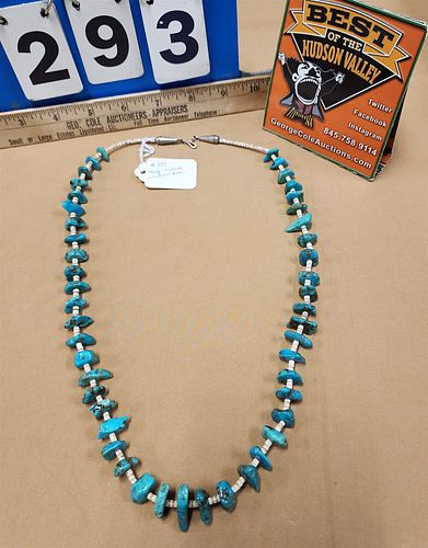 Native Amer Turqouise And Shell Necklace 25"