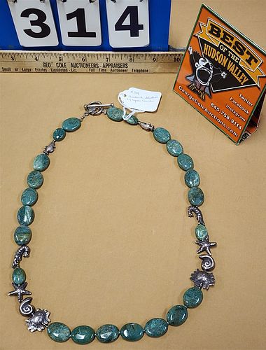 Sealark Studios Stone And Sterl Necklace By Cynde Clarke 25"