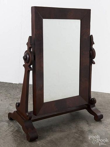 Empire mahogany shaving mirror, mid 19th c., 31 1/2'' h., 21 1/4'' w.