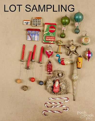 Large group of vintage Christmas items, 19th/20th c., to include die cuts, wire wrapped ornaments