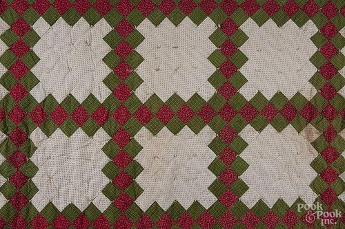 Triple Irish chain knotted comforter, late 19th c., 78'' x 78''.