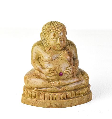 MARBLE BUDDHA WITH SAPPHIRE
