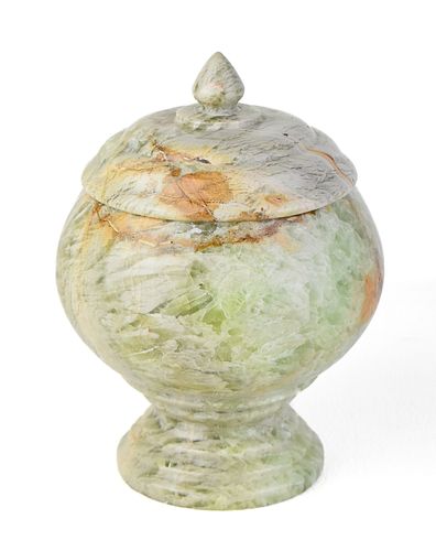 CHINESE GREEN AND BROWN JADE ONYX GINGER JAR