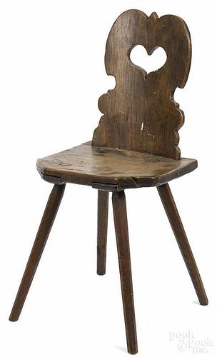 Moravian walnut splay leg chair, 18th c.
