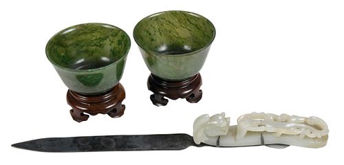 Three Chinese Jade Table Objects