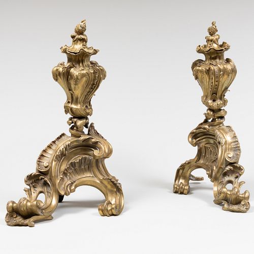 Pair of Louis XV Style Gilt-Bronze Chenets