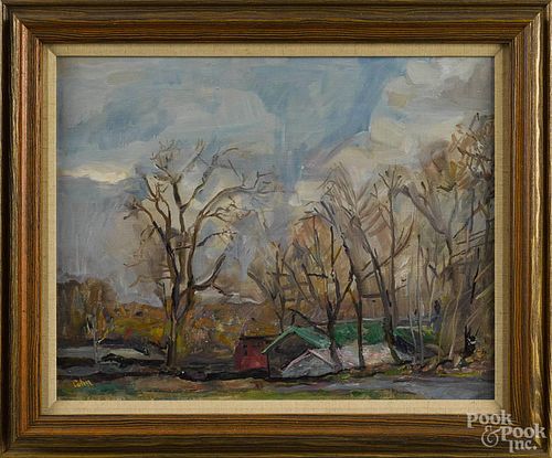 Philip Cohn (American b. 1923), oil on canvas landscape, signed lower left, 14'' x 18''.