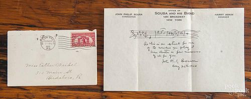 John Philip Sousa signed letter with a few musical measures written across the top
