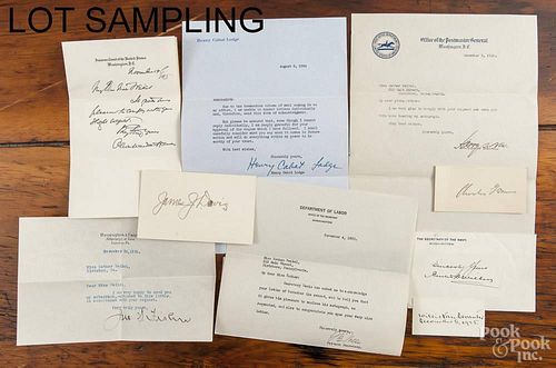 Group of signed letters and cards by politicians, to include two by Henry Cabot Lodge