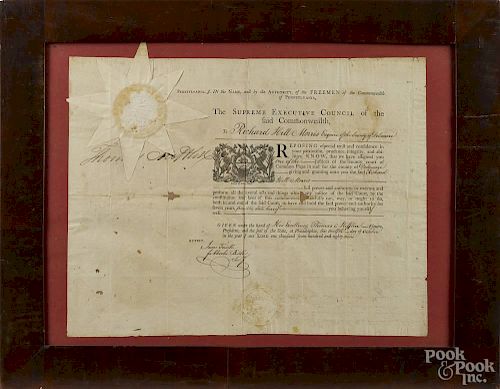 Thomas Mifflin signed appointment for Richard Hill Morris