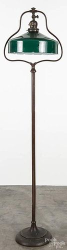 Bronze and emerlite floor lamp, early 20th c., base is probably Handel, 56'' h.