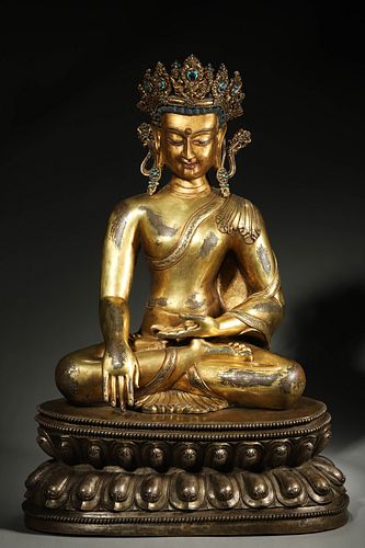 A gilding copper Sakyamuni buddha statue,Ming Dynasty,China