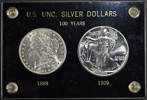 US UNC SILVER DOLLARS 100 YEARS 2-COIN SET