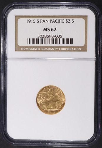 1915-S PAN PAC $2.5 GOLD COMMEM NGC MS-62