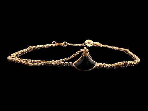BVLGARI 18K Rose Gold Black Onyx Divas' Dream Bracelet