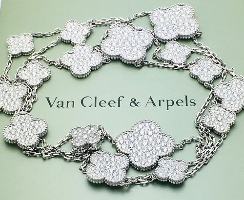 Van Cleef & Arpels 18K Diamond Magic Alhambra 16 motif Necklace