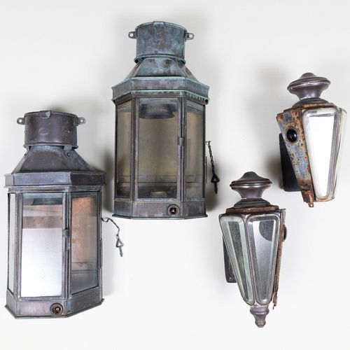 Pair of Zinc Ship's Lanterns, One by Bulpitt and Sons, the other by Alderson and Gyde