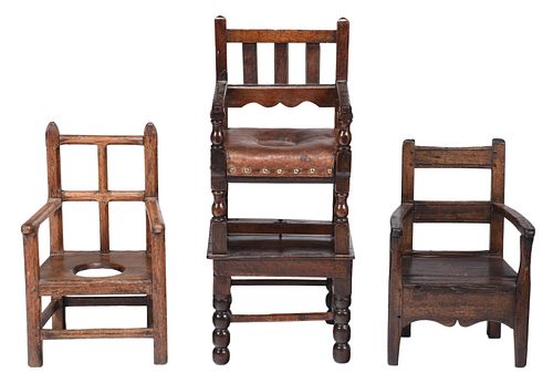 Three William and Mary Oak Child's Chairs