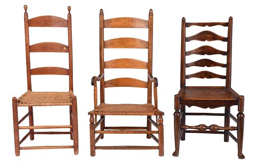 Three American Ladderback Chairs