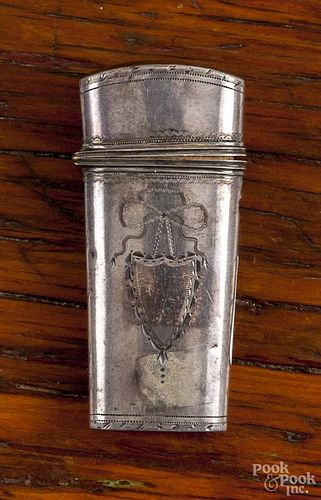 Early sterling travel kit in a hallmarked fitted sterling box, approx. eight tools.