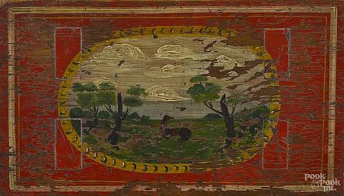 Pennsylvania painted pine stool, ca. 1830, with