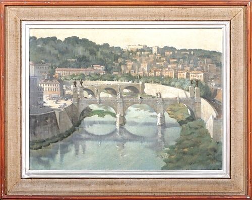 VIEW OF CASTEL SANT ANGELO OIL PAINTING