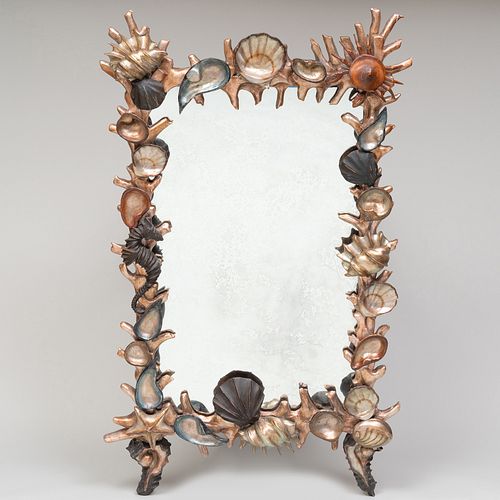 Large Italian Painted and Parcel-Gilt Grotto Mirror, Modern