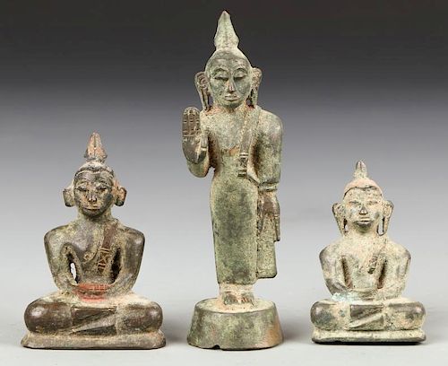 3 Rare Antique Sri Lankan Bronze Buddhas