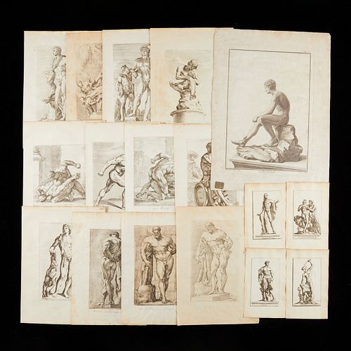 17 Etchings of Italian Marble Statues