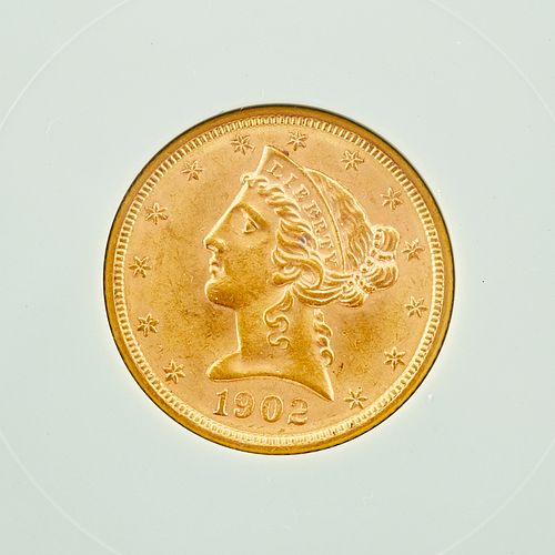 1902 $5 Gold Liberty Head Coin MS64
