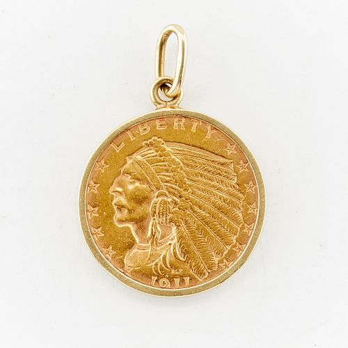 1911 $2.5 Indian Head Gold Coin Pendant