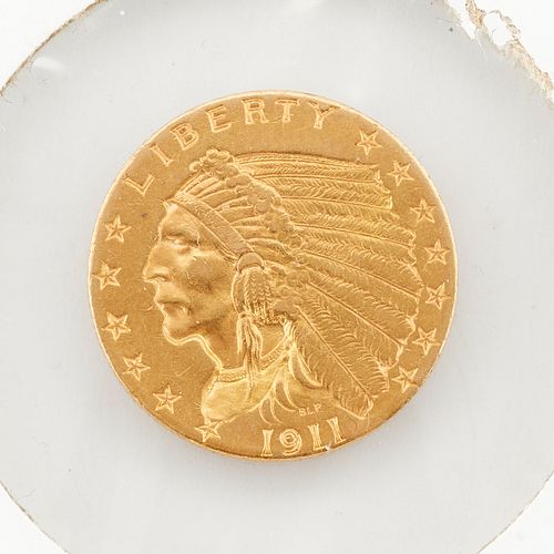 1911 $2.5 Indian Head Gold Coin