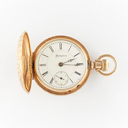 Hampden 14k Gold Pocket Watch w/ Diamonds