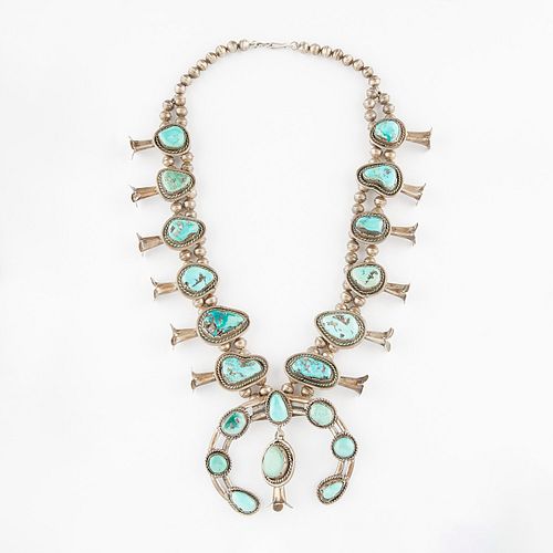 Squash Blossom Silver & Turquoise Necklace