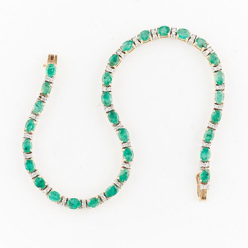 14k Gold Emerald & Diamond Bracelet