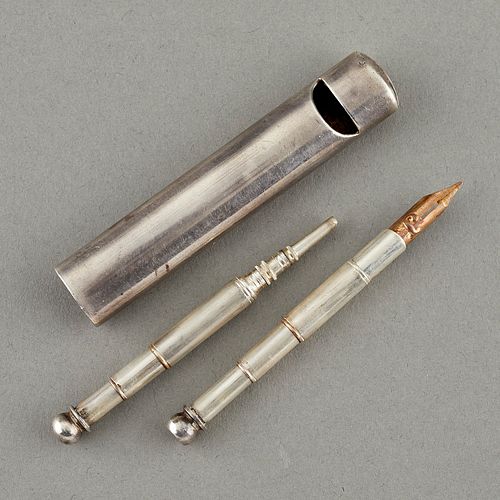 English Sterling Silver Whistle Pen Set