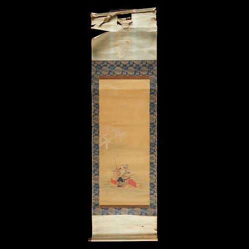 Chikanobu Edo Scroll Painting of Samurai