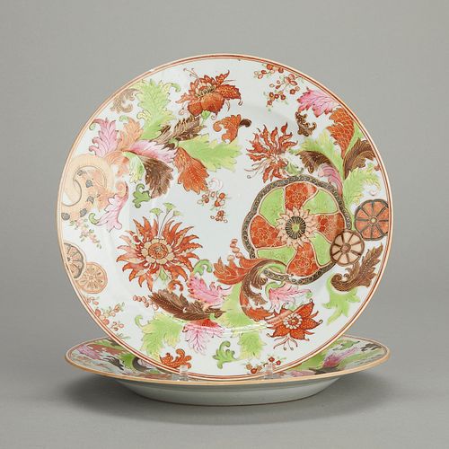 Pair Chinese Pseudo-Tobacco Leaf Porcelain Plates