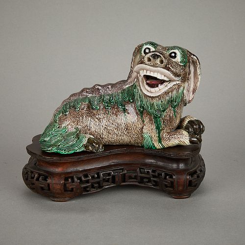 Chinese Ming Porcelain Foo Dog w/ Stand