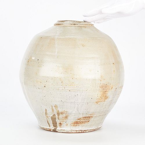 Lrg Warren MacKenzie Ceramic Jar - Double Stamped
