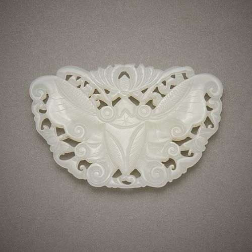 Chinese Pale Jade Carved Moth