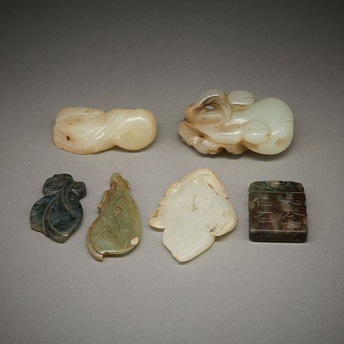 6 Chinese Carved Jade Pendants
